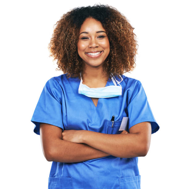 Studio portrait of an attractive young nurse against a white background